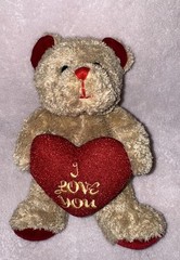 Chosun 8” Valentines Beige Teddy Bear Plush Red Heart Pillow I Love You