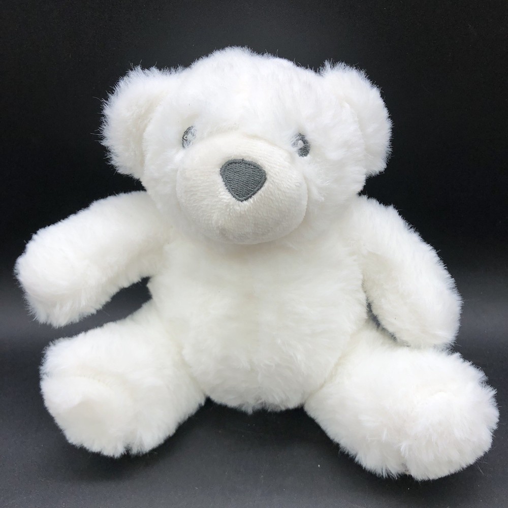 Modern Baby White Teddy Bear OEKO-TEX Standard 100 Plush Lovey Embroidered Eyes