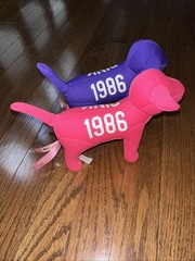 Victoria Secret 1986 Plush 6 INCH Nylon Pink & Purple Dog Lot Of 2