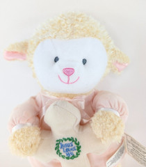 Vintage Amscan Pink Easter Lamb Plush holding Jesus Loves Me Cross 9.5″