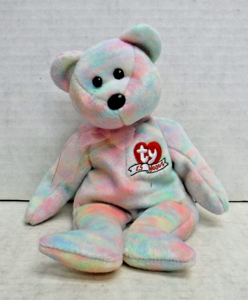 Rainbow Bear Beanie Baby Ty 15 Years Anniversary 8″ Plush 040124AST2