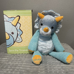 Scentsy Terra the Triceratops Plush Toy, Small, Blue Gray Yellow w/ Box