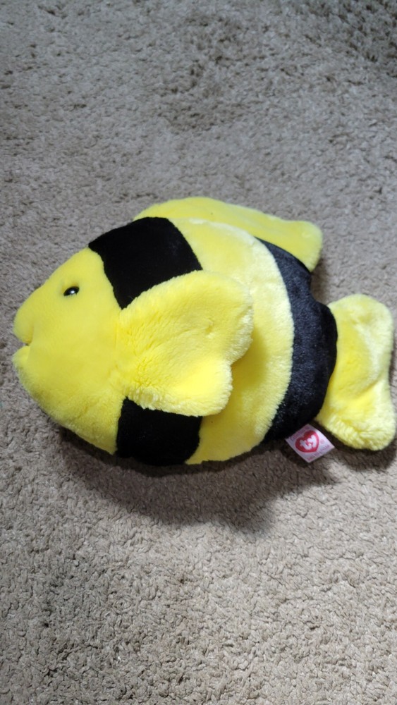 TY The Beanie Buddies Collection Bubbles the Yellow and Black Fish – 10 Inches