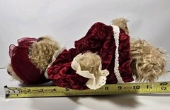 Russ Alexandria Jointed Plush Bear Red Velvet Dress And Hat 12”