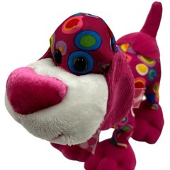 Retro Groovy Puppy Dog Plush Pink Multi Color Dot Floppy Ear Stuffed Animal