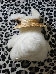 Heidi Rabbit Easter Bunny White Straw Hat VTG W/ Tag Hallmark Plush 9″ Lovey Toy