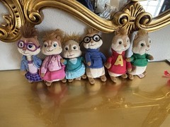 Alvin and the Chipmunks Lot of 6 Small Plush Chipmunks Outfits, Washable 2015