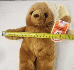 Vintage 1982 Brown Bear w/Knitted Hat Plush 12″ McCrory Corp, Happy Child Toys