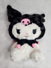 Sanrio 14.1″ Sitting Kuromi Rose Boa Plush Fuzzy Black and White NWT
