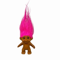 VTG Russ Troll Doll 3” Bright Pink Hair Brown Eyes Retro 90’s Nostalgic Toy