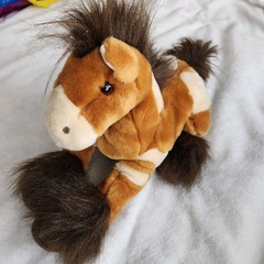 Toys R Us Animal Alley Clydesdale Horse Plush Brown Tan Stuffed 15 Inch EUC