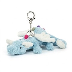 Jellycat Sky Dragon Bag Charm Soft Plush Keychain Blue White Wings Gift
