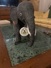 Steiff Grey Felt Elephant on Wheels, 420115, Medallion Club 1997/98