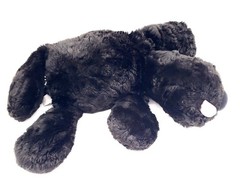 1990’s Chosun Laying Floppy Dog Black Plush Pink Tongue Stuffed Animal Puppy