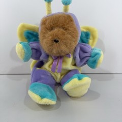 Vintage 1999 G.A.C. Butterfly Bear Plush Stuffed Animal Small Pastel Purple Toy