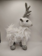 TROV White Silver Holiday Reindeer Plush Glitter Antlers Deer Toy Forest Decor