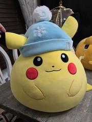 Pokemon Pikachu 20″ Inch Squishmallow with Blue Pom Pom Hat LARGE Toy Doll New