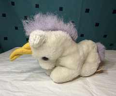 Dakin Unicorn Plush Stuffed White Purple Yellow Small 1982 MPN 6932 RARE vintage
