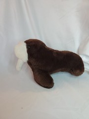 Vintage 1980s Sea World Walrus Plush Brown White Stuffed Animal 11