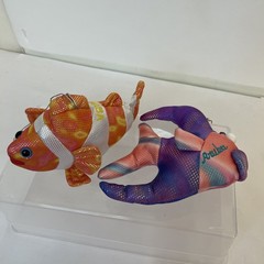 2 Fish VTG Hanging Decorative Clown & Aruba Angel Fish Plush Sparkle Tropical