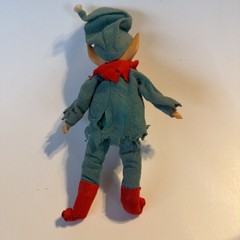 Vintage Elf Pixie Baby Christmas Figure Posable Big Ears Big Eyes 9″ Holiday