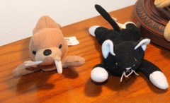 Vintage 1990s Plush Toy Lot – Ty Beanie Baby Paul Walrus & 1993 Kelly Toy Cat