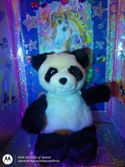 Vtg.🦄Gund /{Panda Bear} Black White w/Brown Glass Eyes Sitting 22” Soft Plush!
