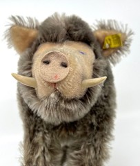Steiff Dalle Wild Boar Mohair Pig 1960s ID Button and Tag 20cm 8in Vtg no tail