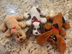 Lot Of 3 Pound Puppies Plush 2021 hasboro Brown, Beige, Brown And White 8 inches