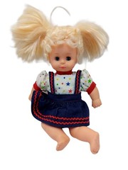 Toy O Rama Blonde Doll blue white outfit sleepy eyes 11″ Read