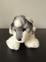 Rare Pink Tag Gray and White Douglas Puddle Toys Husky Plush Toy 12 #Husky Dog