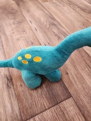 Prextex Dinosaur Brontosaurus Plush 9” Stuffed Animal Green Yellow Spots