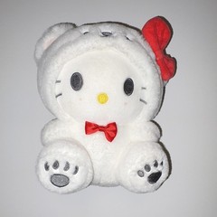 Hello Kitty Polar Bear Plush White Teddy Sanrio Red Bow Winter Coat Stuffed