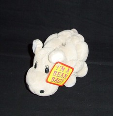 7″ Commonwealth 1994 Tan Gray Hippo Puffy Quilted Bean Bag Plush Stuffed Animal