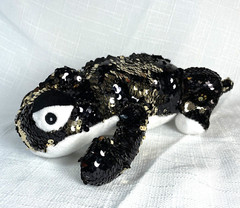 Redemption Plus Black and Gold Reversible Sequin Chameleon Plush 12”