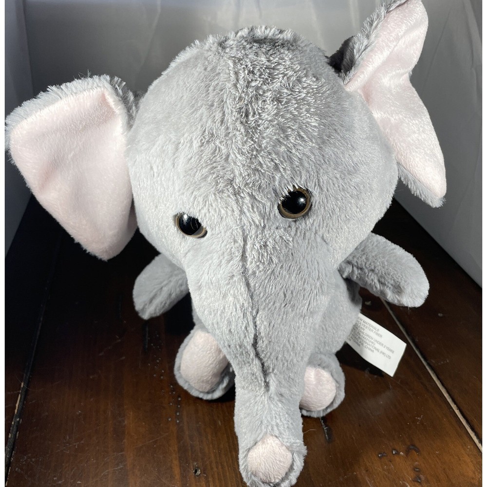 Tom’s Toy International Kids 10 Inch Plush Elephant Grey Pink Floppy Ears Toy
