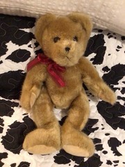 Burton + Burton Beige Jointed Teddy Bear Plush 9″ Brown Bow Stuffed Animal Toy