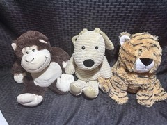 Warmies Lot: Puppy Dog & Tiger & Monkey Plush Microwavable Stuffed Animal