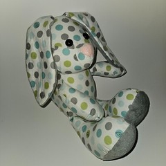 Handmade? Bunny Rabbit Plush Gray Green Blue Polka Dots Stuffed Animal Easter