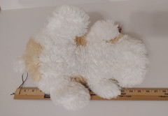 Plush Shaggy Dog Puppy White Yellow Brown 15″ Bow Bells Soft Stuffed Animal Toy