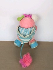 Vintage Mattel Popples Baby Cribsy 1986 Pink Plush Stuffed Animal Rattle Tail
