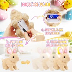 LAITYUM Realistic Bunny for Kids – Interactive Hopping Toy Small, Brown