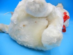 Vintage RUSHTON Tagged Plush Toy White Sitting Cat Pink Eyes