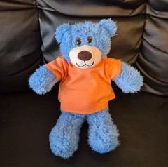 First & Main Tender Teddy light Blue With stitched heart / orange T- shirt ~12”