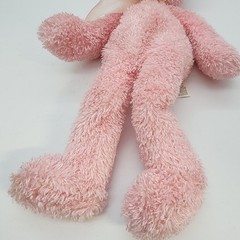 Vintage Commonwealth Pink Floppy Teddy Bear Hug A Plush 12” Satin Bow 1999
