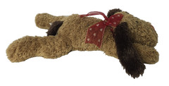 Chosun 16″ Floppy Plush Laying Dog Red Heart Nose Sheer Red Ribbon Collar