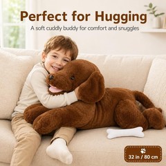 32 Inch Giant Chocolate Lab Stuffed Animal, Large Labrador Plush Puppy Pillow…