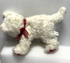 Golden Bear White Cat Plush Kitten Red Feet Blue Eyes 9”