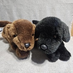 Douglas Cuddle Toy Chocolate And Black Labrador Puppy Dogs Lot 2 #1883 #1888