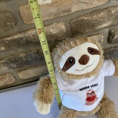 Weighted 1.5 Lb. Baby Sloth Light Brown W/warm Hugs White T-Shirt 9.5”